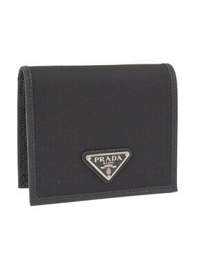 Prada Bifold Wallet Triangle Nylon Black